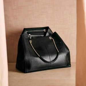 Sezane Black Leather Gaby Bag